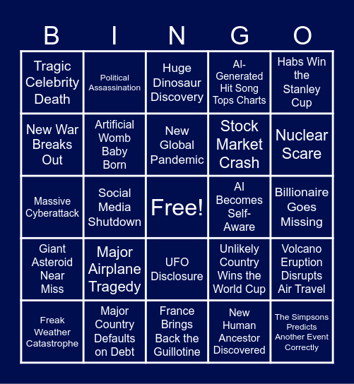 2025 Year of Chaos Bingo Card
