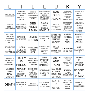 ONE TREE HILL S4 Bingo Card