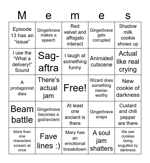 Beast Yeast episode 13-14 Bingo Card
