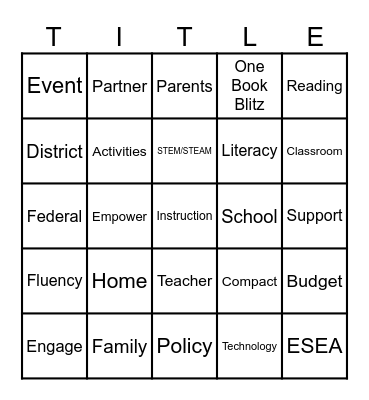 Sumner County Schools Title I Bingo Card