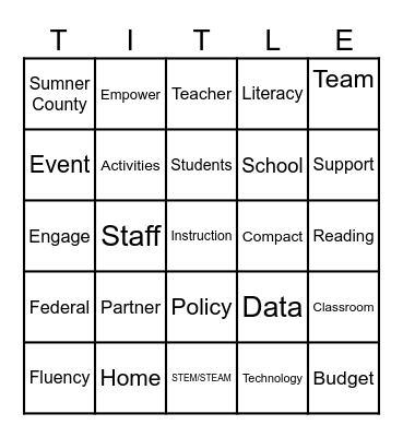 Sumner County Schools Title I Bingo Card