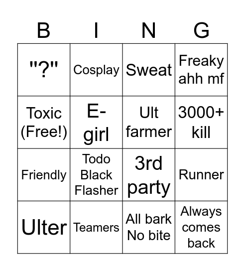 JJS BINGO Card