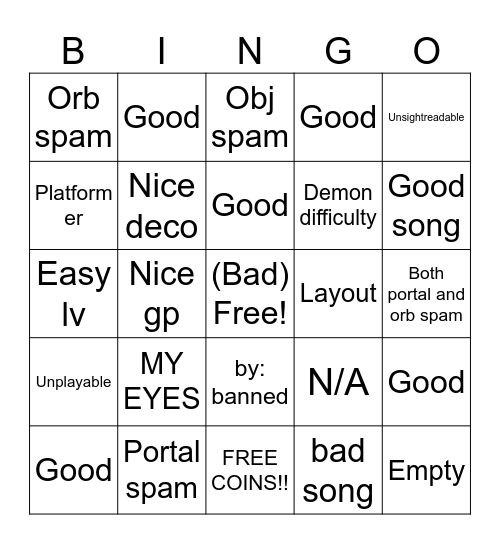 Gd Bingo Card