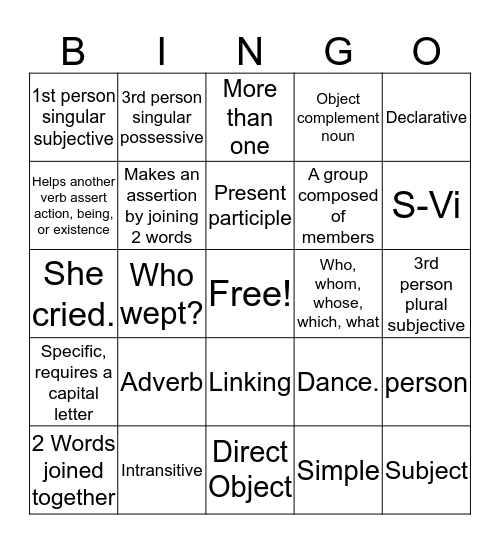 Essentials Bingo Card