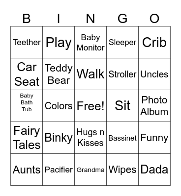 Baby Shower Bingo Card