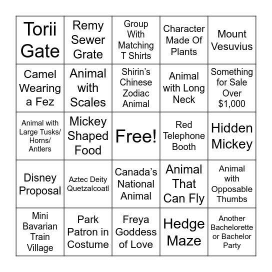 Shirin's Bachelorette Bingo Card
