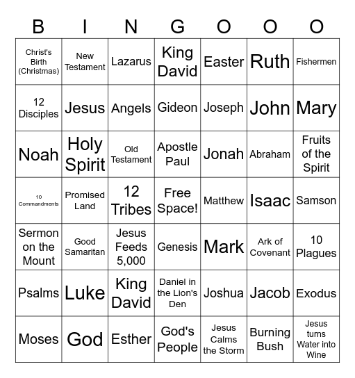 Bible Bingo! Bingo Card