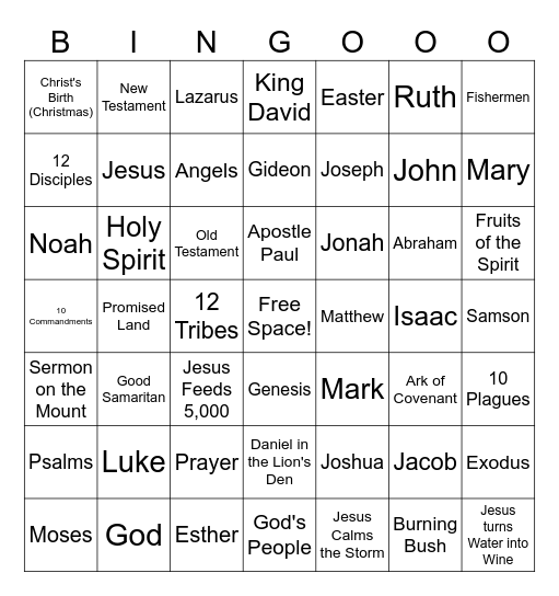 Bible Bingo! Bingo Card
