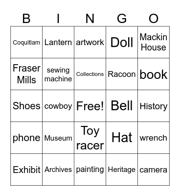 Museum Bingo Card