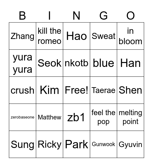 Hmong Language Bingo Card
