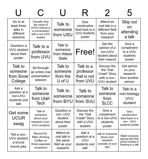 UCUR 2025 Bingo Card