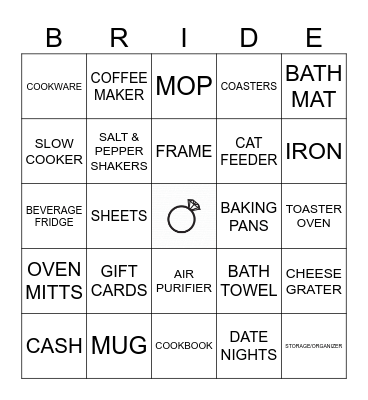 BRIDAL SHOWER GIFT BINGO Card