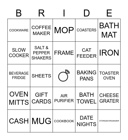 BRIDAL SHOWER GIFT BINGO Card