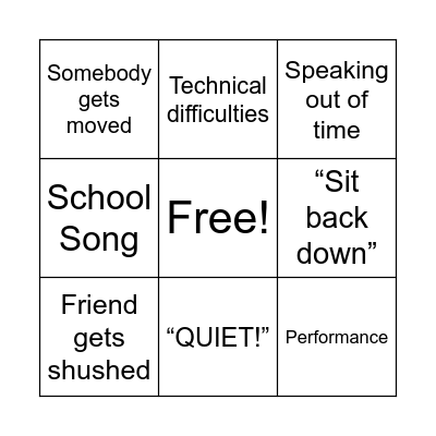 Assembly Bingo Card