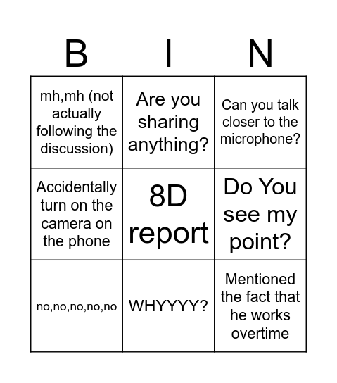 Ricardo's Bingo Card
