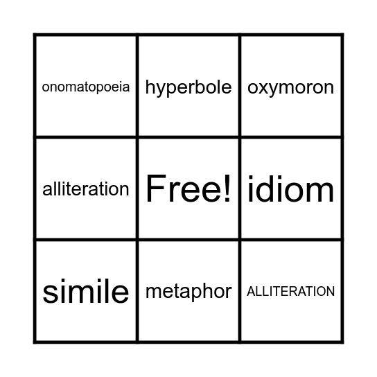 FIGURE OF SPEECH Bingo Card