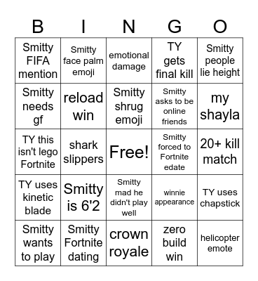 This isn't Lego Fornite BINGO Card