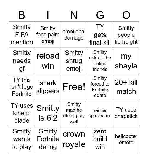 This isn't Lego Fornite BINGO Card