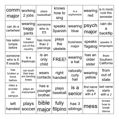 HUMAN BINGO Card