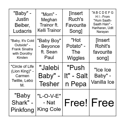 BABY BOOMBOX BINGO Card