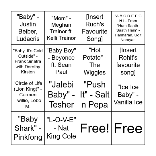 BABY BOOMBOX BINGO Card