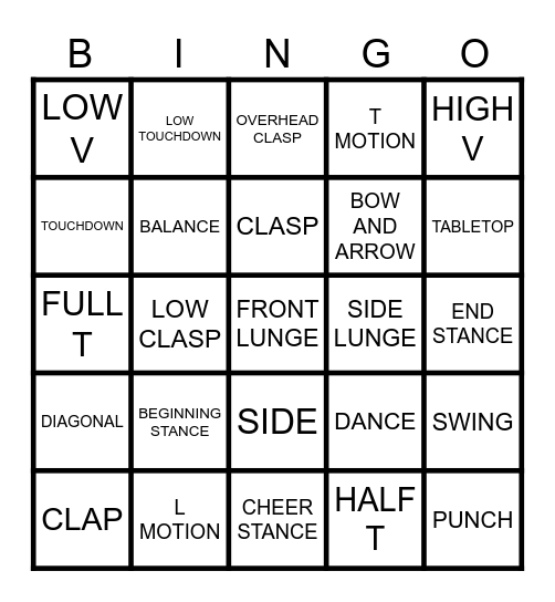 FIND THE MOVEMENTS Bingo Card