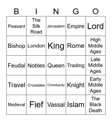 Medieval Bingo Card