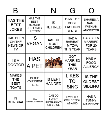 FAMILY - FIND SOMEONE WHO Bingo Card