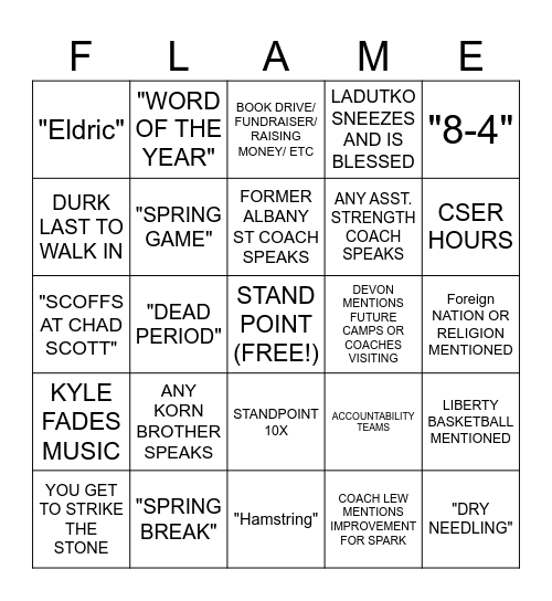 STAFF Bingo Card