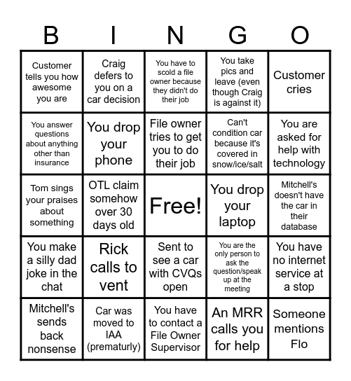 SUI Total Loss BINGO Card