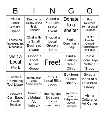 COMMUNITY MAP Bingo Card