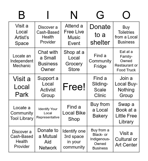 COMMUNITY MAP Bingo Card
