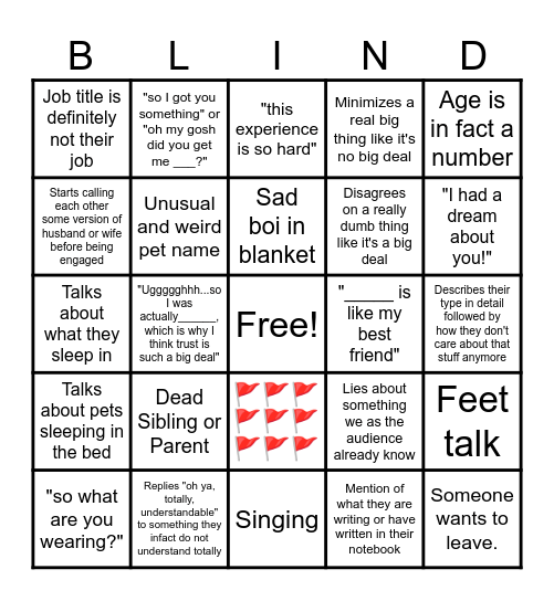 blind 8-Max (eps 1-3) Bingo Card