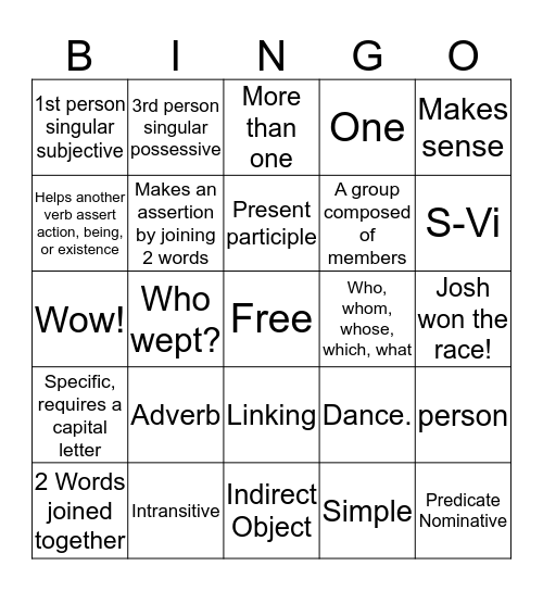 Essentials Bingo Card