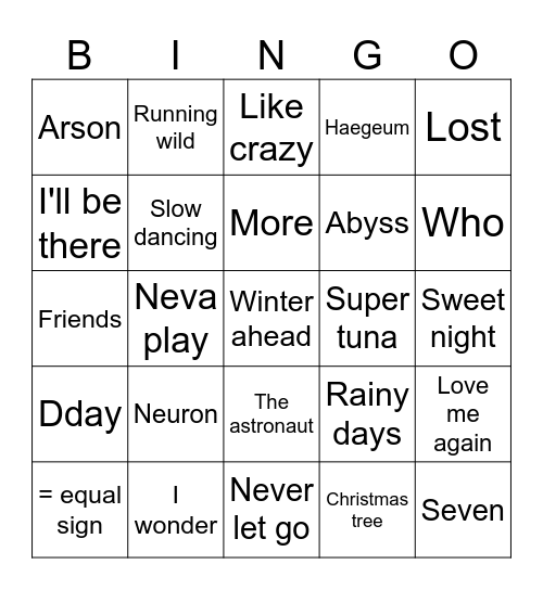 Dora🤍🌷 Bingo Card
