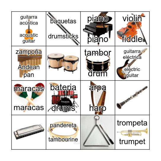 Los instrumentos Bingo Card