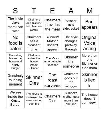 Steamed Hams Bingo Card