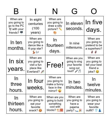 S10 U17 When are you going to . . . ? Bingo Card