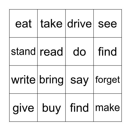 V  E  R  B  S Bingo Card