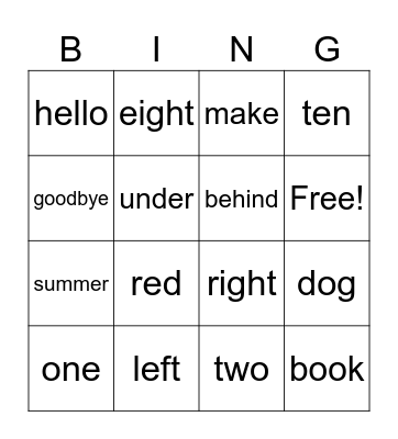 Bingo-Time! Bingo Card
