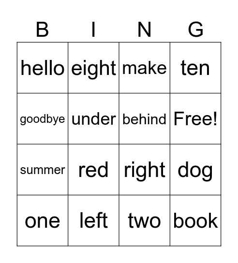 Bingo-Time! Bingo Card