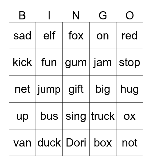 Starter Phonics Bingo Card