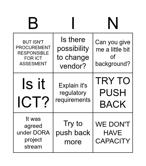 Sourcing Legal Call BINGO Card