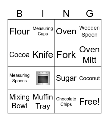 Cooking Bingo Card
