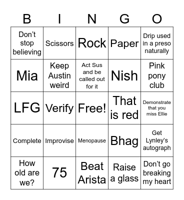 GES Austin Bingo Card