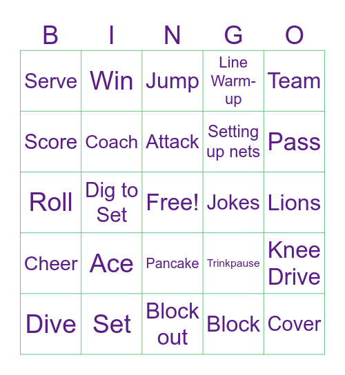 Volleyball Bingo Card