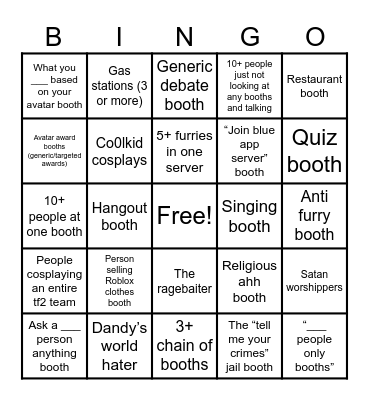 Booth game bingo 2 Bingo Card