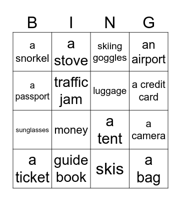 Going away Bingo Card
