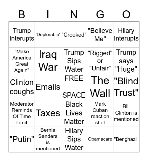 KG Country's Presidential Bingo! Bingo Card