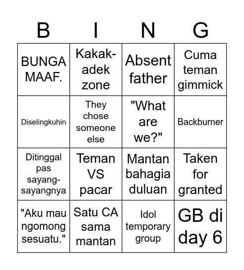 TRAUMA SEEUN Bingo Card